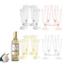 ACDANC 16Pcs Champagne Flutes Plastic 5 oz Layered Optical Transparency Party Cups Disposable Party Decoration Essential Clear Cups Style3
