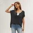 thumbnail image 5 of FLMEI Women's Short Sleeve Pullover Shirt Solid Colour Summer Knit Tops Loose Large Size Casual T-Shirt for Womens S-XL, 5 of 9