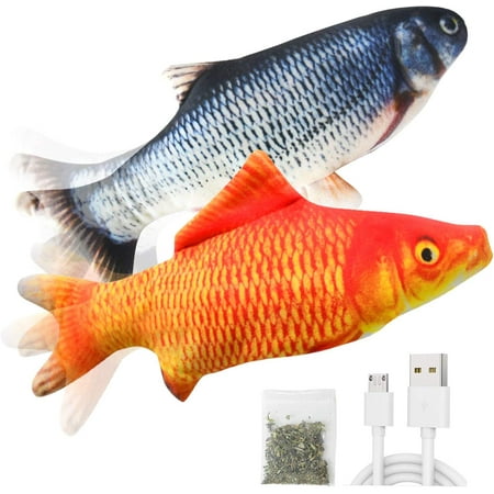 UPC: 0850000085183 | Senneny 2 Pack Electric Moving Fish Cat Toy  Realistic Plush Simulation Electric Wagging Fish Catnip Kicker Toys  Funny Interactive Pets Pillow Chew Bite Kick Supplies for Cat Kitten Kitty