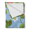 thumbnail image 2 of Ladybugs Soft Flannel Fleece Blanket, Strawberries Daisies and Ladybugs Looks Like Ivy Plant Spotted Insects Image, Cozy Plush for Indoor and Outdoor Use, 50" x 60", Blue Green Red, by Ambesonne, 2 of 5
