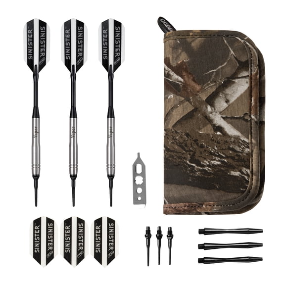 Viper Sinister 95% Tungsten 18 Gram Darts Beveled Barrel & Casemaster Deluxe Realtree Dart Case