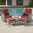 thumbnail image 4 of Opohoro 5-Piece Outdoor Conversation Set with Swivel Rocking Chairs, Ottomans & Side Tables, Gray/Red, 4 of 13