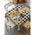 thumbnail image 6 of Gnomes Plaid Table Cloth, Yellow Sunflower Farmhouse Bee Black Check Waterproof Tablecloth for Square Tables, Reusable Washable Fabric Table Cover for Restaurant Kitchen Dining Tables 54"x54", 6 of 6