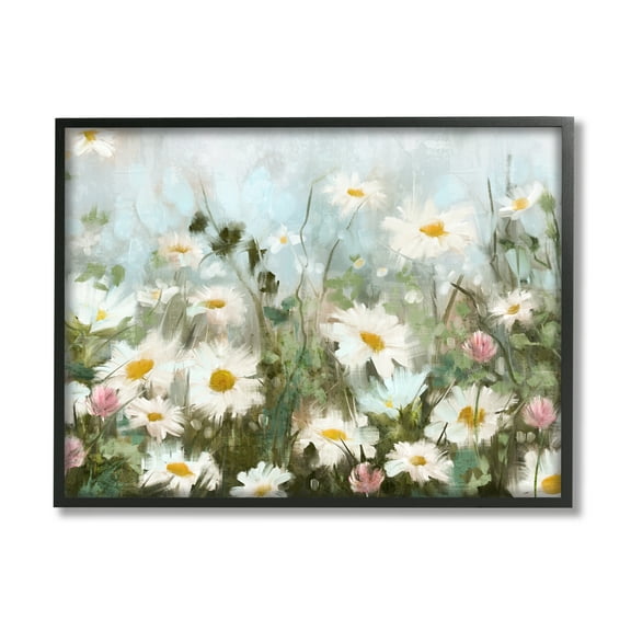 Stupell Industries Daisy Field Painting Botanical & Floral Painting Black Framed Art Print Wall Art, 14 x 11