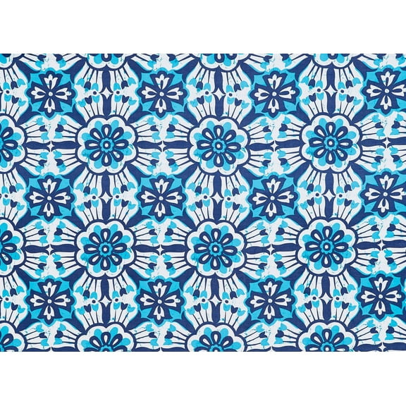 Zelouf Print On Challis  , Sewing, DIY, Crafts Fabric by the Yard, 441 Navy/turq, 3 Yard