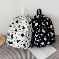 thumbnail image 2 of Mochila de lona con patrón de vaca para estudiantes, bolso escolar informal de gran capacidad, Color negro con contrasteNegro Fivean unisex, 2 of 2