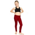 thumbnail image 4 of Stretch Is Comfort Girl's Set of 3 Cotton Footless Leggings Burgundy Medium, 4 of 6