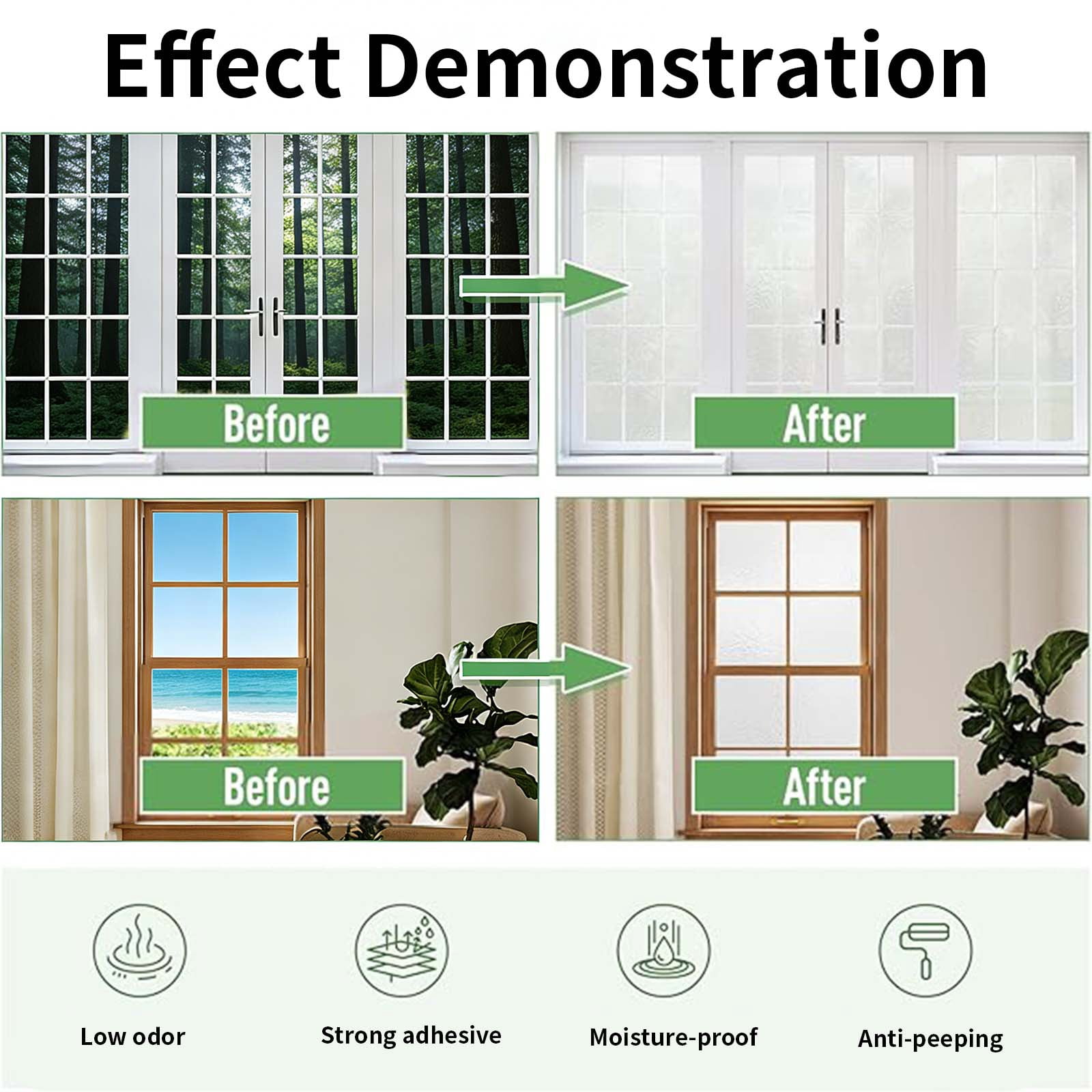 Frosted Glass Window Paint - Window Privacy Paint, Waterproof and UV-Resistant, Frosted Glass Spray, Suitable for Bathrooms, Kitchens, Rooms, Sliding Doors, 16 oz