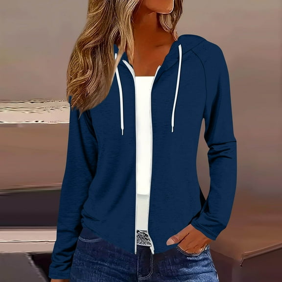 Neewe Women’s Full-Zip Hoodie, Textured Zip-Up T-Shirt Hoodie for Women Basic