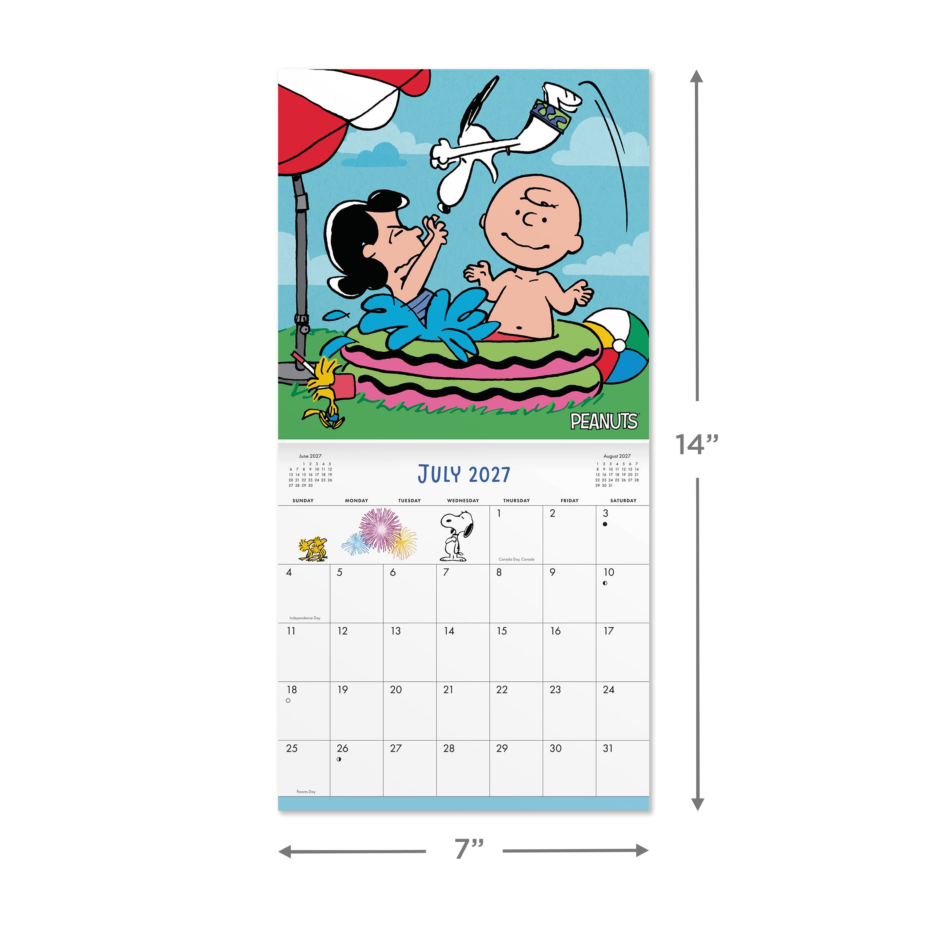 2027 Peanuts Mini Hanging Wall Calendar 7x7 January-December Gridded