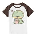 thumbnail image 2 of BRGZLK Kids Summer Short Sleeve Tops Boys Girls Fashion Cute Animal Print Pullover Casual Round Neck Breathable T-Shirts Brown 7-8 Years, 2 of 6