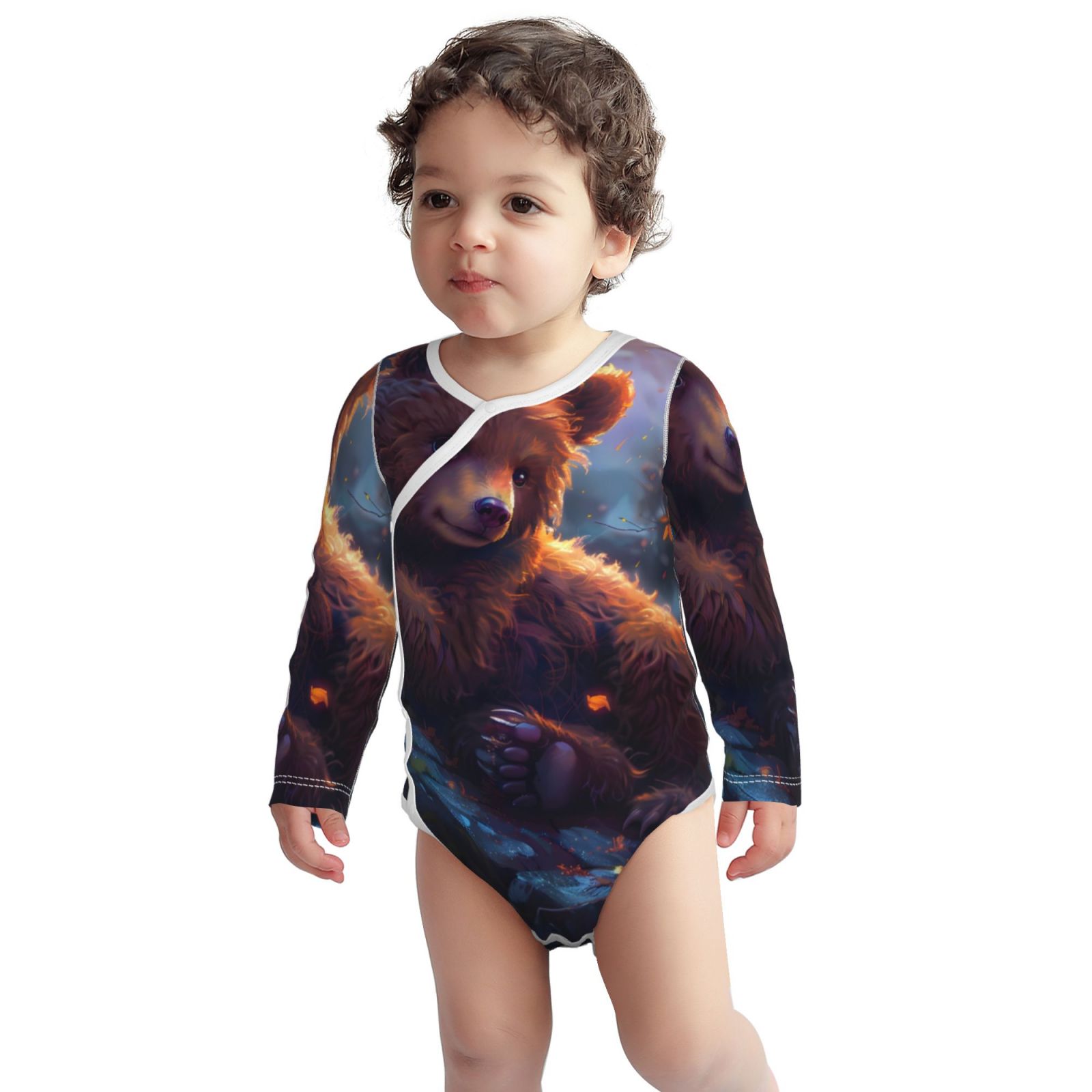 Xecao Lazy Stone Bear Print Baby unisex-baby Cotton Long-sleeve Bodysuits-2 Years