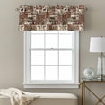 thumbnail image 3 of Retro Brown Patchwork Valance Curtain Deer Pine Tree Bird Boat Ethnic Window Valances Rod Pocket Short Curtains Window Treatments for Kitchen Bedroom Bathroom Laundry 60" x 14", 3 of 9