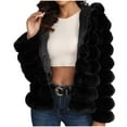 thumbnail image 2 of Qetyuw Faux Fur Hooded Coat for Women Winter Warm Long Sleeve Open Front Jacket Full Zip Up Chunky Casual Coats, 2 of 7