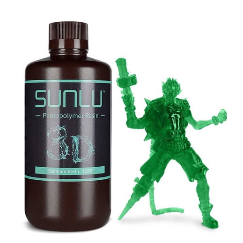SUNLU 3D Rapid Resin, LCD UV-Curing 405nm Std Photopolymer, Transparent Green; 1K