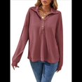 thumbnail image 1 of Sudadera Informal de Larga con Solapa y Botones para Mujer, Estilo 2025 Rojo S, 1 of 10