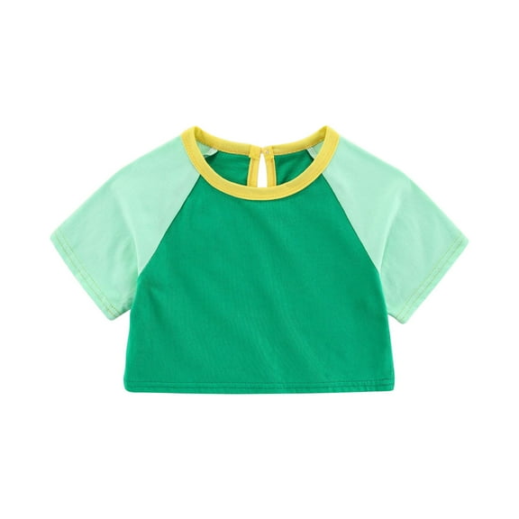 Girls' Tops, Tees and Blouses New Toddler Kids Girls Fashion Cute Solid Color Breathable Soft Short Sleeve Short Tops Style B-55 Green 6 Months