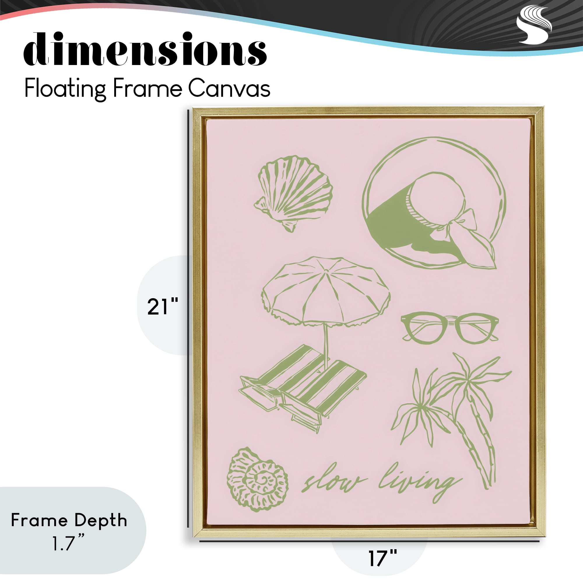 Stupell Industries Slow Beach Living Gold Framed Floater Canvas Wall Art, design by The Prints Vibe