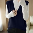 thumbnail image 4 of AherBiu Sweater Vests for Women V Neck Sleeveless Pullover Knitted Tops Solid Color Basic Tank Sweaters, 4 of 5