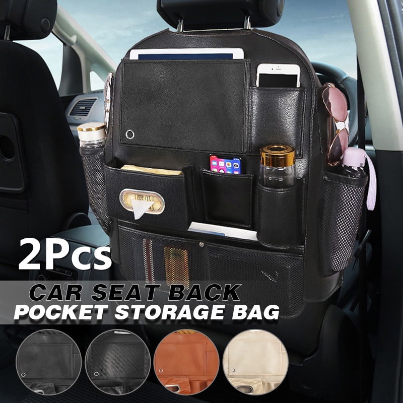 Trucks LUOSFUH Multi Function Car Net Pocket Premium PU Leather Handbag Holder Car Bag Storage Organizer Between Front Seats Pets Dog Kids Barrier Disturb Stopper for SUVs Cars