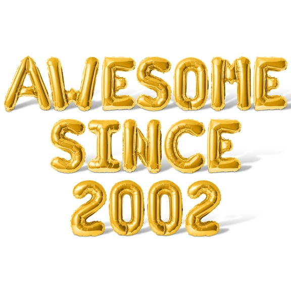 Letter & Number Balloons - AWESOME SINCE 2002 16" Inch Alphabet Letters Foil Mylar Balloon Birthday Party Banner (Gold)