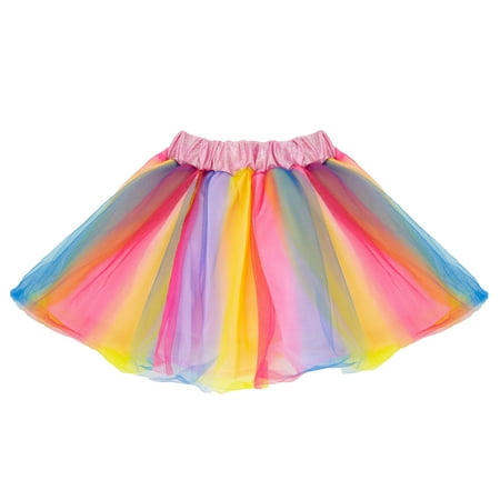 SeasonsTrading Rainbow Tulle Tutu Lined Skirt - Girls (2-7 Years) Princess Fairy Butterfly Unicorn Costume, Birthday Party, Cruise, Dance Dress