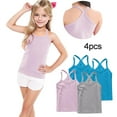 thumbnail image 2 of ZACPNCV 4 Pieces Girls Dance Tank Tops Racerback Camisole Undershirts Spaghetti Strap Camis Dance Clothes Tank Tops for Girl Gray 8-9 Years, 2 of 7