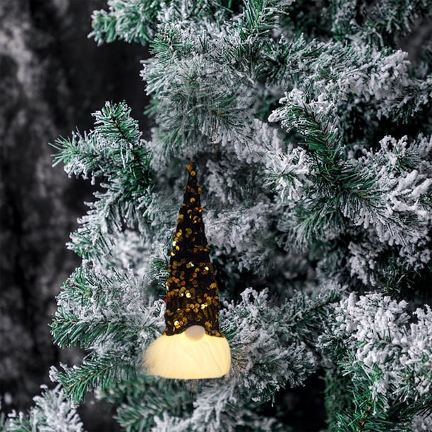 RKSTN christmas ornaments Christmas Knitted Hat With Lights Faceless Doll Pendant Vibe Arrangement Luminous Old Man Small Doll Tree Pendant