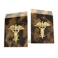 thumbnail image 1 of Tiger Eye Marble Bookends with Gold Plated Medical Emblem - Brown, 1 of 1