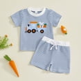thumbnail image 2 of XZNPDUCQ Toddler Baby Girl 2PCS Short Sleeve Tops Elastic Waist Shorts Outfits Set Playwear Beach Outfits 0-6 Months,Blue, 2 of 9