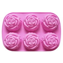 HomeLife Cake Mold Flexible Non-stick Rose Flower Shape Silicone Mold 6 Grids Chocolates Jelly Mold for Home Kitchen