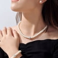 thumbnail image 3 of SmartBy 3 Pcs/Set Women Jewelry Set Faux Pearl Earrings Necklace Bracelet Adjustable Length Rhinestone Decor Polished Prom Party Wedding Party Bride Jewelry, 3 of 6