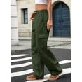 thumbnail image 2 of Women'S Baggy Jeans Pull on Stretchy Loose High Waisted Wide Leg Denim Pants Y2K 90s  Green L, 2 of 6