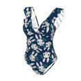 thumbnail image 4 of Yiaed Cute Rabbit Print Women's Ruffled One Piece Swimsuit V Neck Swimwear Slimming Monokini for Woman-Small, 4 of 8