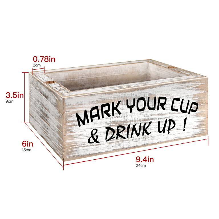 Wood Box Solo Cup Holder with Sharpie Marker -296