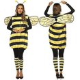 thumbnail image 1 of Halloween Yellow Honey Bee Clothes Outfits For Women 4pcs Party Dress Up Accessories Headdress+Striped Top+Wings+Socks, 1 of 4
