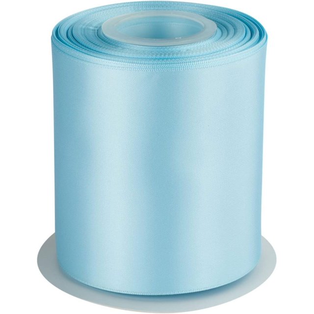 GFDYREE 4" Inch Double Faced Satin Ribbon Lt. Blue Solid Polyester Craft Ribbon - 25 Yards Perfect for Gift Wrapping, Crafts, Wreath, Wedding Party Ceremony Decoration, Floral Arrangement, S