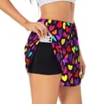 thumbnail image 1 of Balery Colorful Hearts Pantalones cortos deportivos para mujer con forro y dos bolsillos, elásticos, para entrenamiento, gimnasio, yoga-XX-Large, 1 of 7