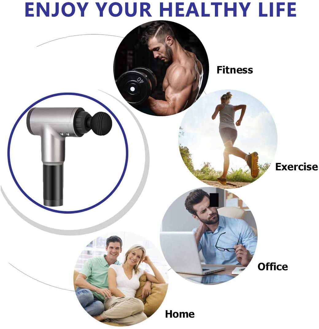 6 Speeds Massage Gun, Cordless Handheld Deep Tissue Muscle Massager, Chargeable Percussion Device Super Quiet (Black)