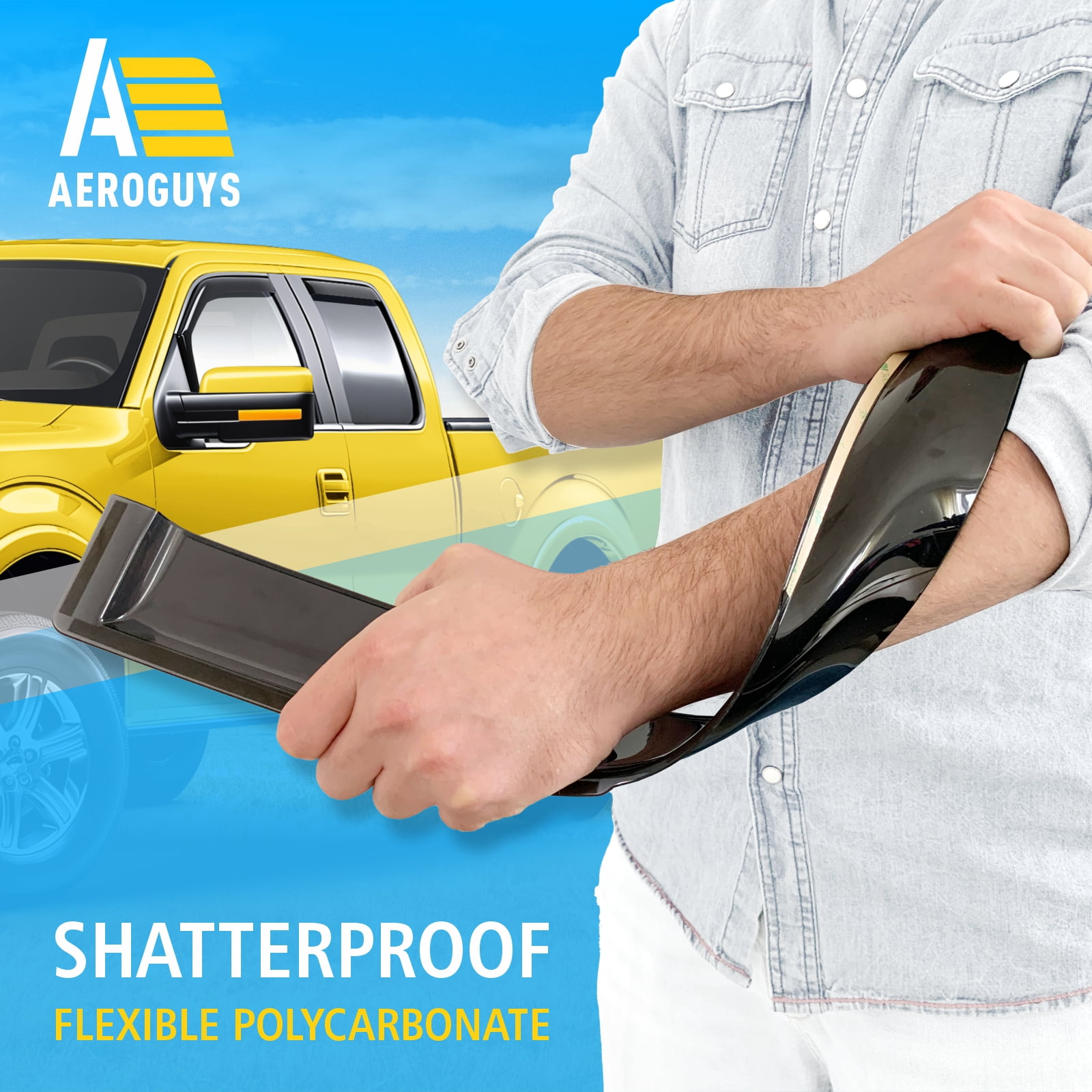 AEROGUYS In-Channel Window Deflectors Extra Durable Window Visors Rain Guards Fit for Ford F150 2004-2014 SuperCab, Sun Visors, Wind Vent Visors, Window vent shades, Car Accessories - 4 pcs. AG0647