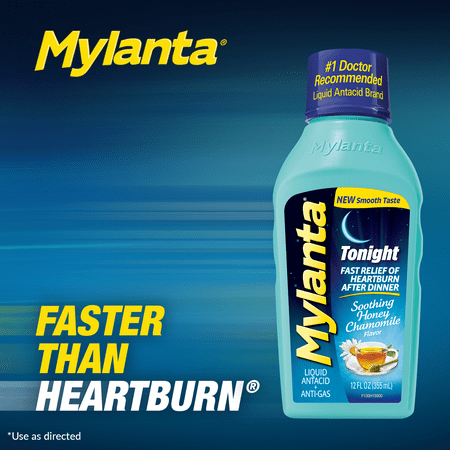Mylanta Antacid Heartburn & Gas Tonight Formula, Liquid, Honey Chamomile, 12 fl oz