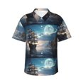 thumbnail image 1 of Fotbe Moonlit Sea Sailboat Camisa Hawaiana para Hombre Unisex – Camisa Casual de Verano con Botones de Manga Corta de Algodón y Lino,XX-Large, 1 of 7