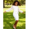 thumbnail image 3 of Aideaone Girls Butterfly Dress 3D Applique Mesh Puff Sleeve Belted Party Dress 7-16 Years, 3 of 7