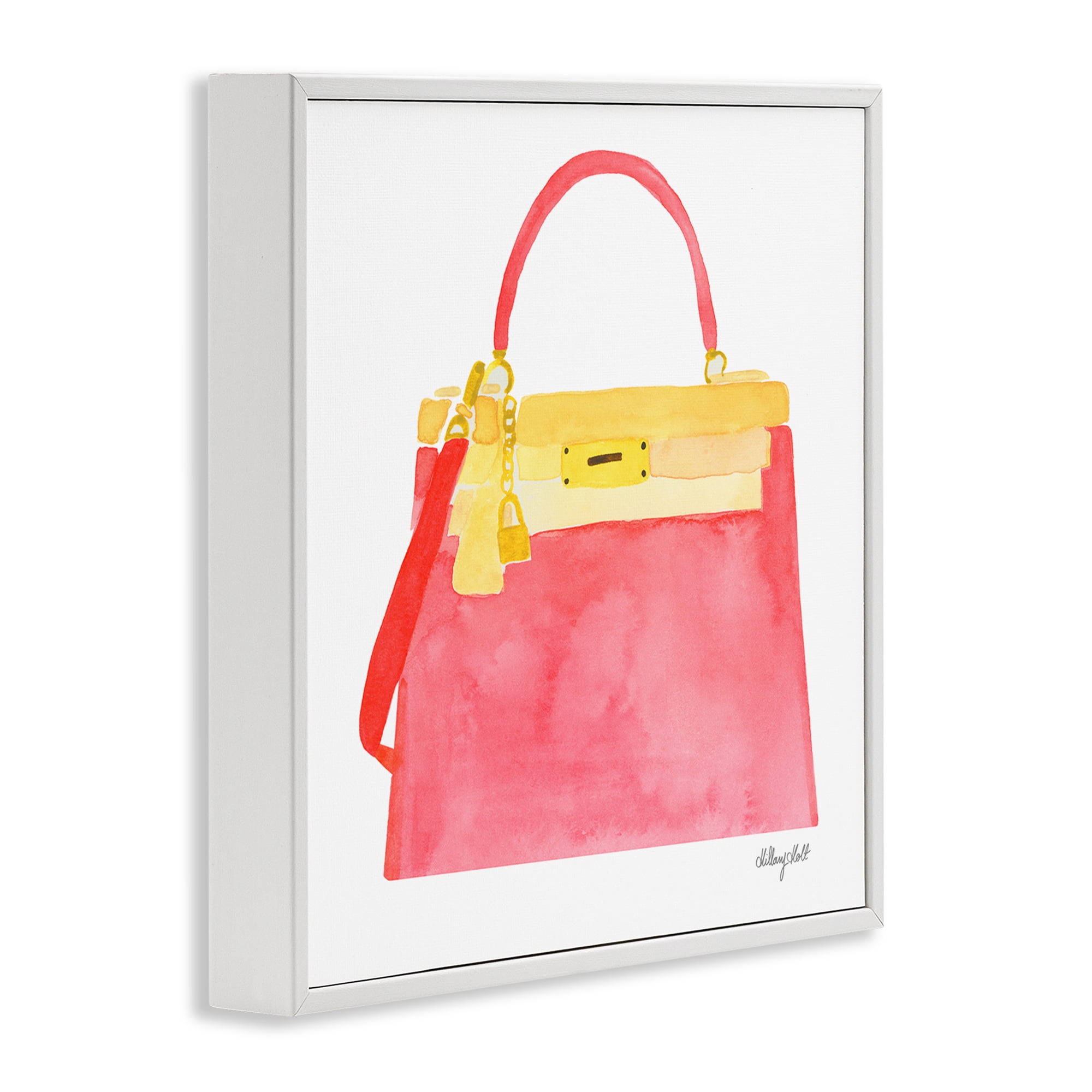 Stupell Industries Elegant Coral Handbag White Framed Giclee Art, design by Hillary Holt