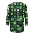 thumbnail image 4 of Gamivast Womens St Patricks Day Shirts Plus Size Funny Shamrock Clover Graphic Crew Neck Blouses Comfy 3/4 Sleeve Trendy Pullover Vacation Outfits S-5Xl, 4 of 5