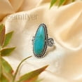 thumbnail image 2 of Natural Turquoise Long Gemstone Ring 925 Sterling Silver Statement Ring For Women Handmade Gemstone Christmas Jewellery Gift For Her (Size 11), 2 of 7
