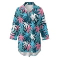 thumbnail image 4 of Xoenoiee Tropical Palm Tree Print Swimsuit Coverup for Women Button Down Shirt Loose Beach Cover Up Puff Long Sleeve Bathing Suit Casual Blouse Tops, XL, 4 of 7