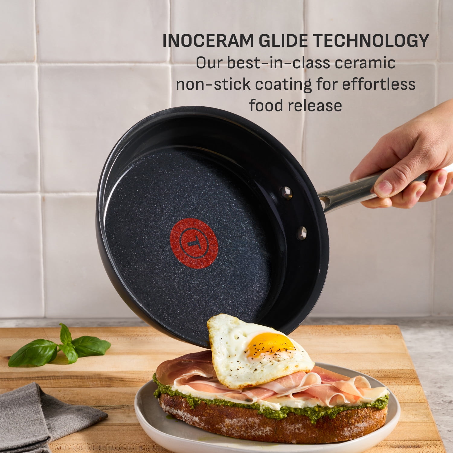 T-fal Hard Anodized with Ceramic Interior, 12.5 Inch Frypan, Black