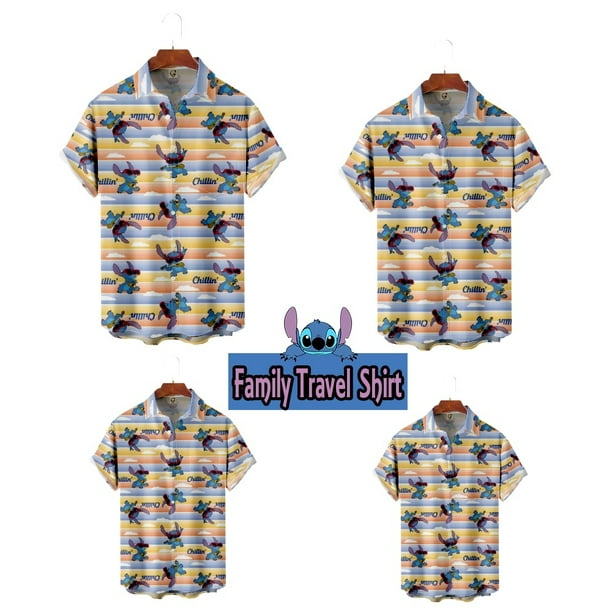 Cartoon Anime Stitch Shirts & Tees Lilo and Stitch Button Up Shirts Family  Birthday Party Shirt Funny Custom T-Shirts Unisex T-Shirts 