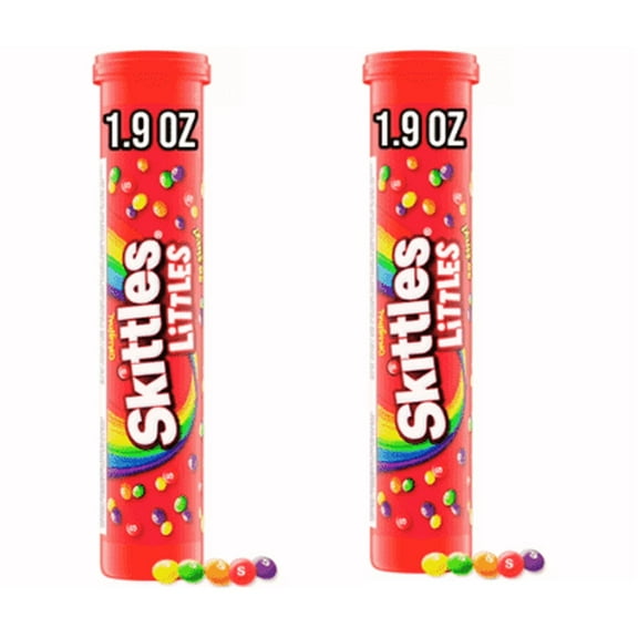 Skittles Littles Original Fruit Flavored Candy, 2 Tubes, 1.9 oz Each, 3.8 oz Net Wt.